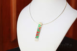 High Fashion Style Matyo Design Colorful Plexiglas and Sterling Silver Necklace