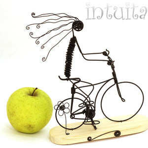 Gliding Girl With Bicycle Wire Figurine