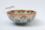 Sky Blue and White Color Etched Small Ceramic Bowl With Wild Flower Design