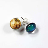 Gold Color Dichroic Glass Stud Earrings