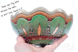 Mandala Leaf Design Forest Green, Terracotta Red and Beige Color Gilded Mosaic Ceramic Bowl