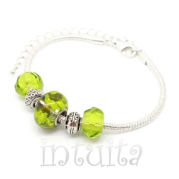 Green Color Real Dried Glixia Flower Charm Bracelet