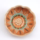 Small Flat Mustard Yellow Color Flower Petal Design Gilded Mosaic Ceramic Bowl