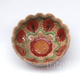 Mandala Leaf Design Terracotta Orange and Beige Color Gilded Mosaic Ceramic Bowl