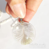 Semisphere Resin Pendant with Real Parrot Feathers Inside