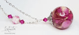 Soft Pink Real Rose Flower Petals Incased In Resin Sphere Necklace