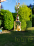 Real Dried Rosebud Flower in a Compote Shape Resin Necklace