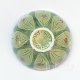 Forest Green Color Gilded Etched Small Ceramic Bowl With Wild Flower Design