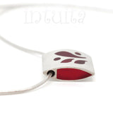 High Fashion Style Small Pillow Shape Red Plexiglas and Sterling Silver Necklace