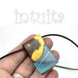 Minimalist Design Clear Blue Resin and Wood Pendant